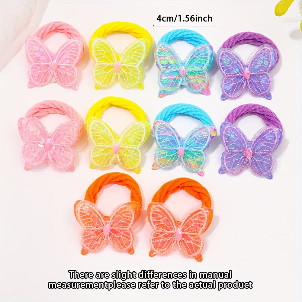 👇  🦋 Butterfly Hair Ties (12pcs) – Cute Colorful Elastic Bands for Girls