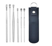6-Piece Stainless Steel Ear Wax Removal Tool Set with Leather Storage Case