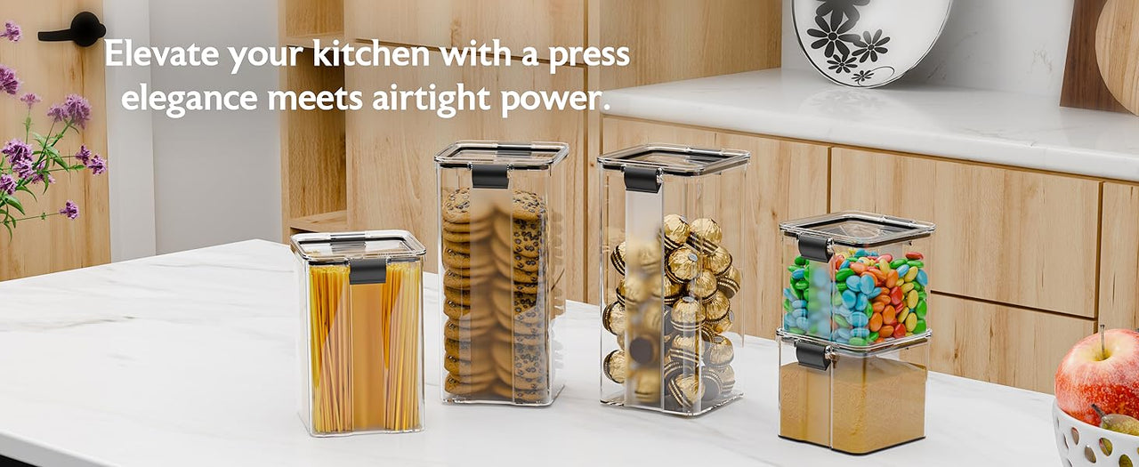 Premium Airtight Food Storage Containers – BPA Free, Leakproof, Stackable Kitchen Organizer Jars