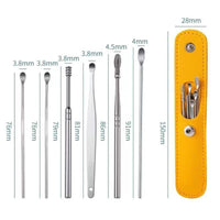 6-Piece Stainless Steel Ear Wax Removal Tool Set with Leather Storage Case
