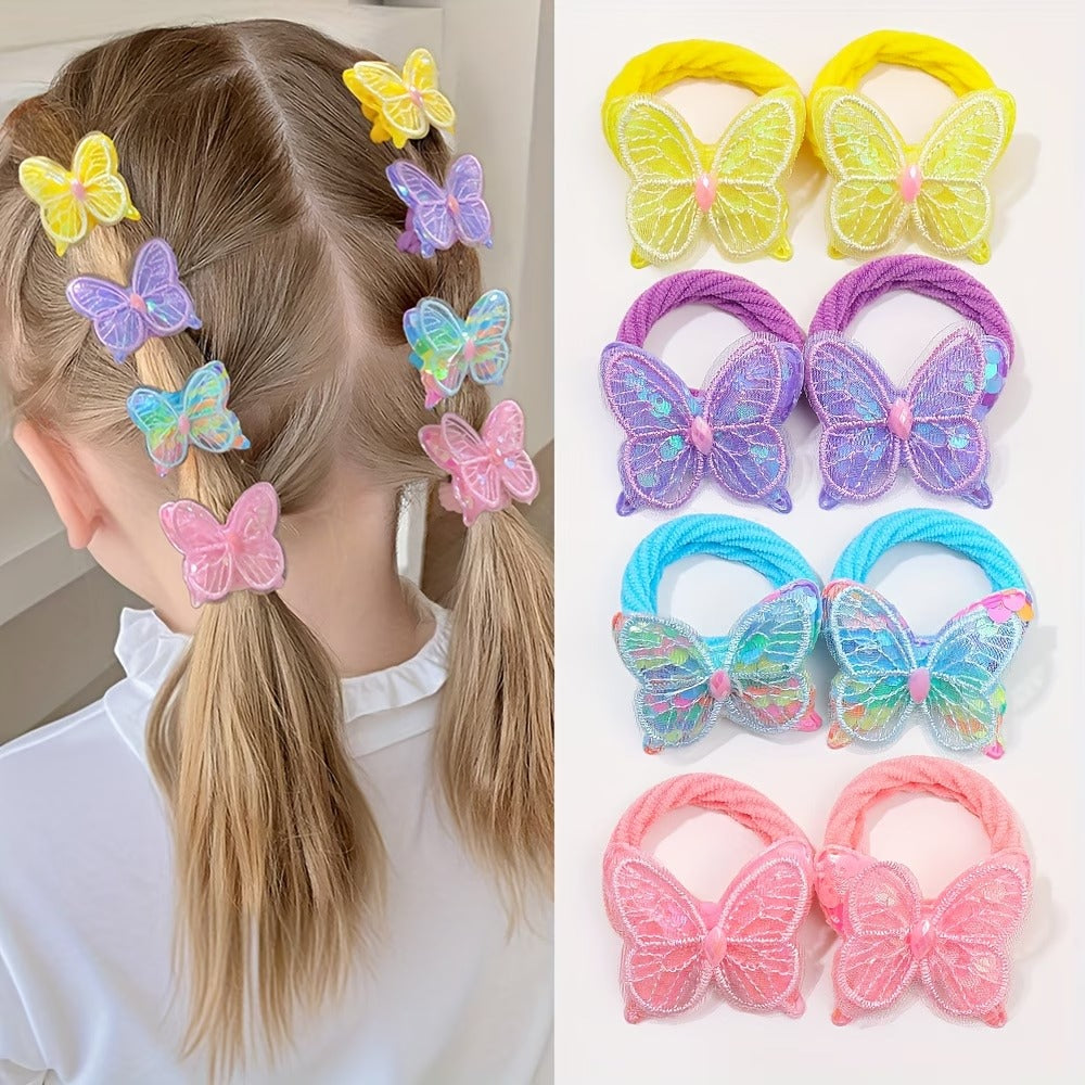 👇  🦋 Butterfly Hair Ties (12pcs) – Cute Colorful Elastic Bands for Girls