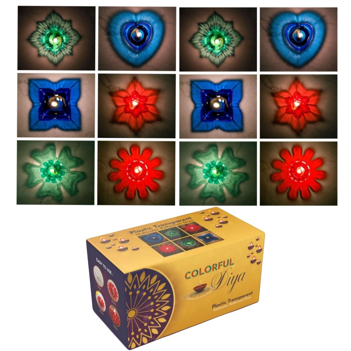 Magic 3D Water Sensor Diya (Pack of 10) – Flameless LED Diyas for Festivals & Decor