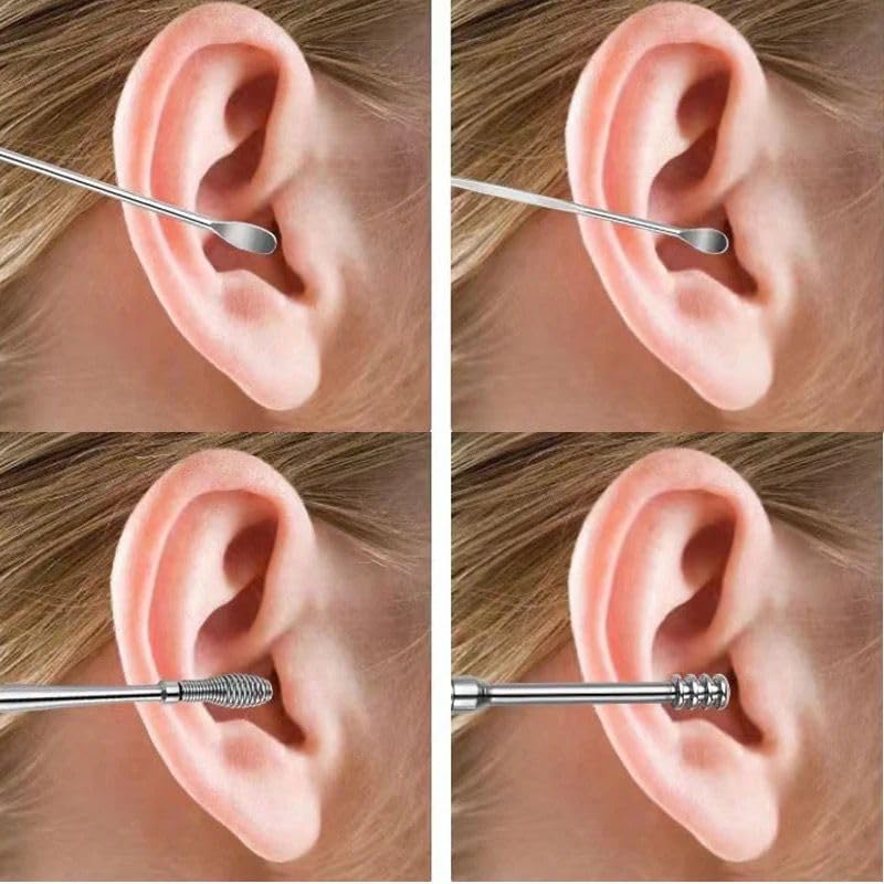 6-Piece Stainless Steel Ear Wax Removal Tool Set with Leather Storage Case