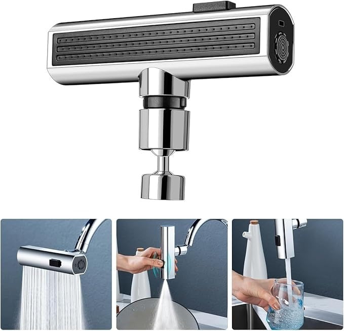 🚰 3-in-1 Waterfall Kitchen Faucet – Waterfall & 360° Rotation