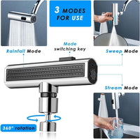 🚰 3-in-1 Waterfall Kitchen Faucet – Waterfall & 360° Rotation