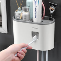 Automatic Toothbrush & Toothpaste Dispenser – Wall-Mounted Space-Saving Bathroom Organizer