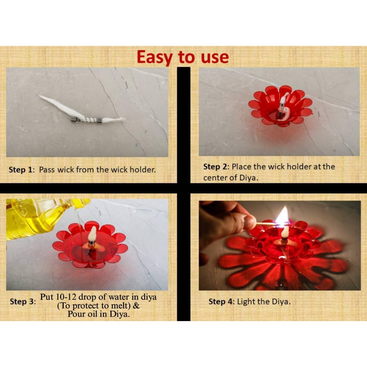 Magic 3D Water Sensor Diya (Pack of 10) – Flameless LED Diyas for Festivals & Decor