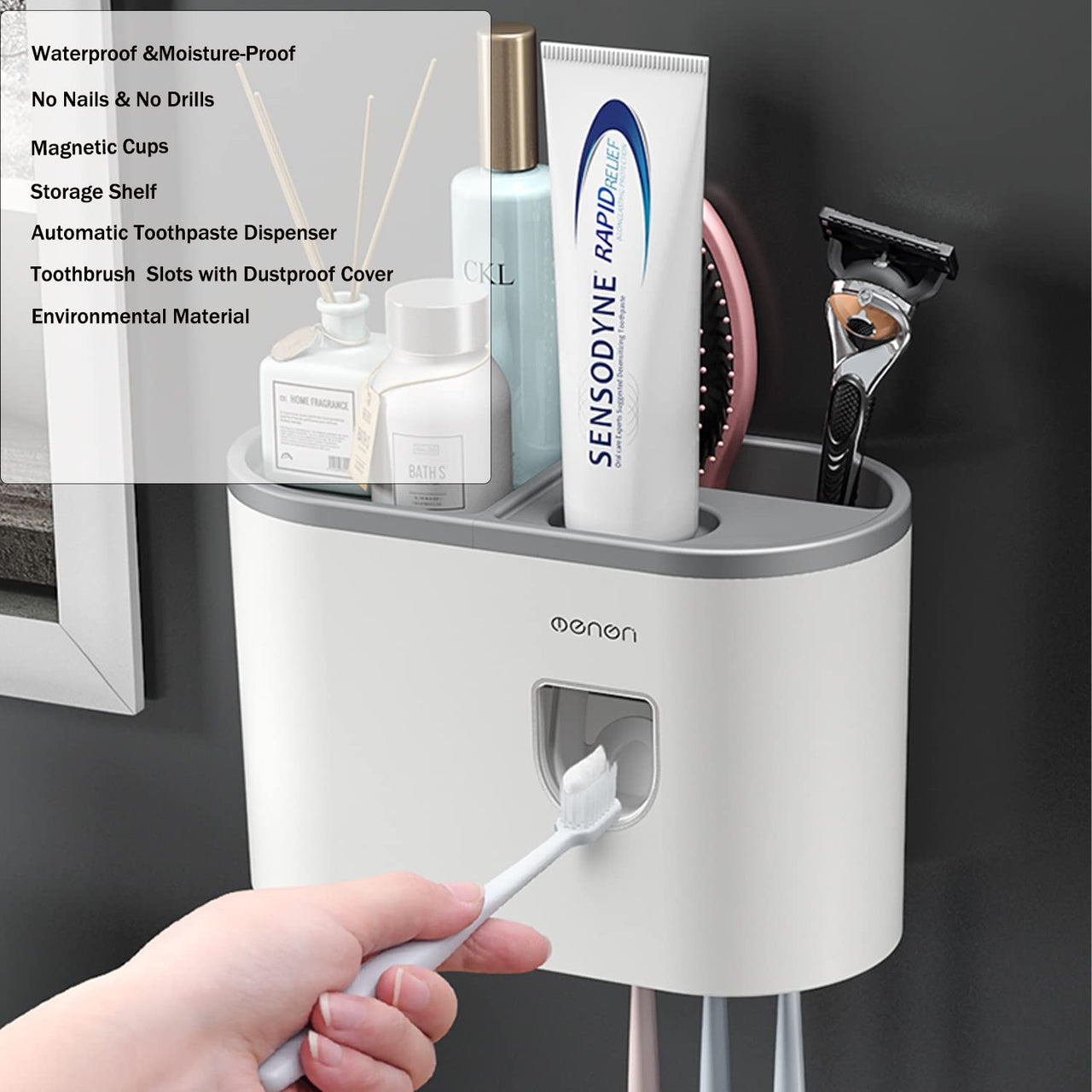 Automatic Toothbrush & Toothpaste Dispenser – Wall-Mounted Space-Saving Bathroom Organizer