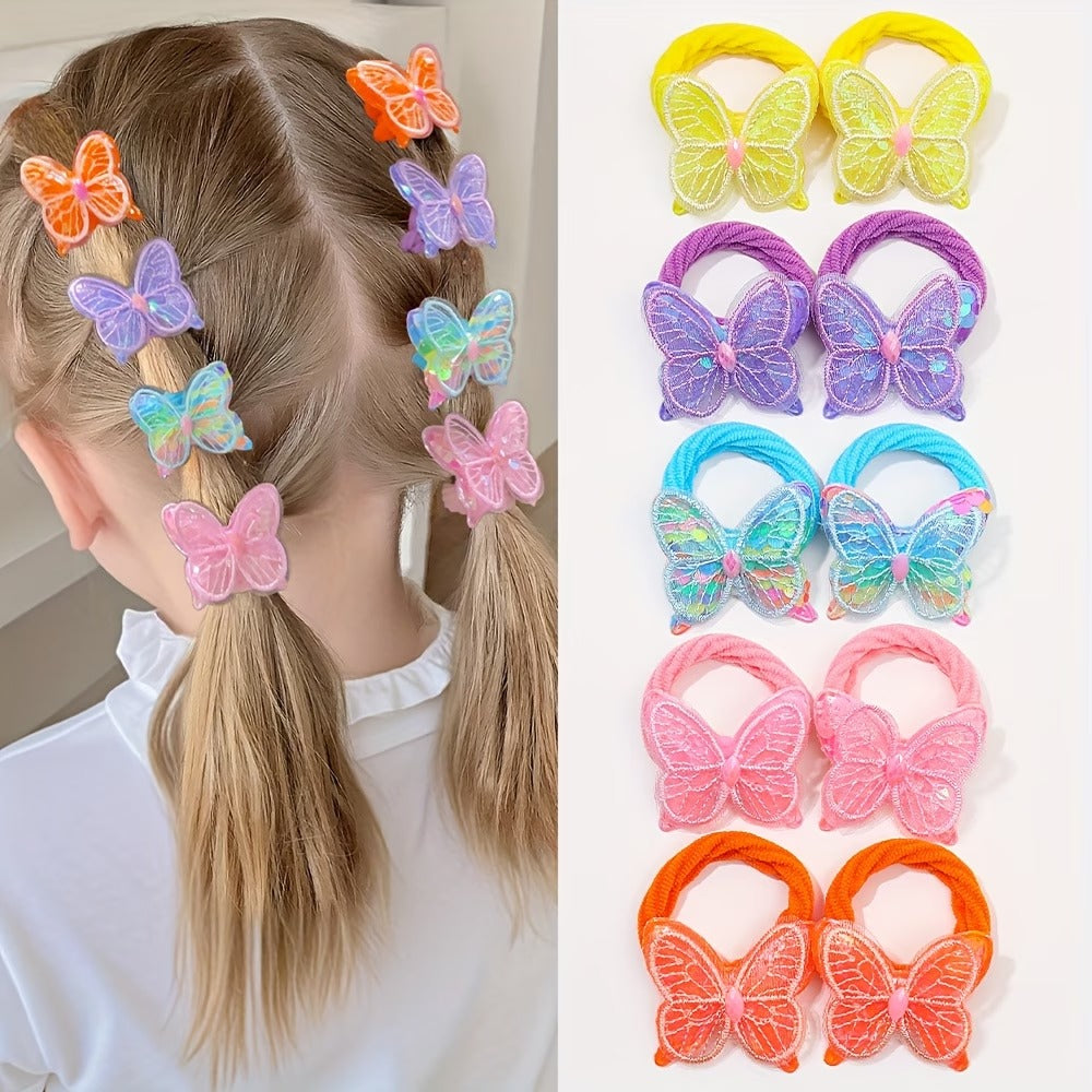 👇  🦋 Butterfly Hair Ties (12pcs) – Cute Colorful Elastic Bands for Girls