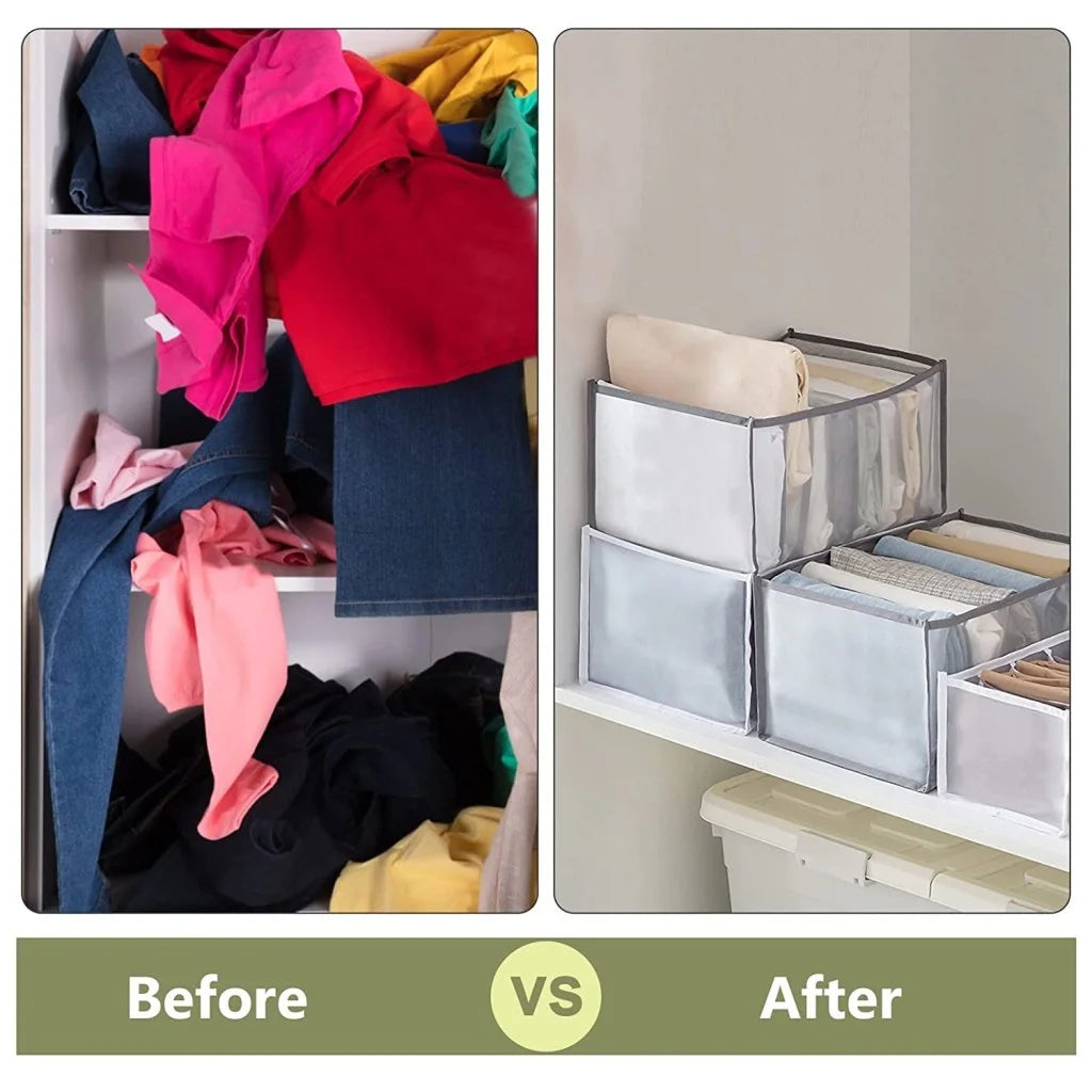7-Grid Transparent Closet Clothes Organizer