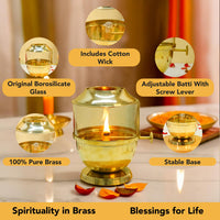 Traditional Brass Oil Lamp with Borosilicate Glass Cover