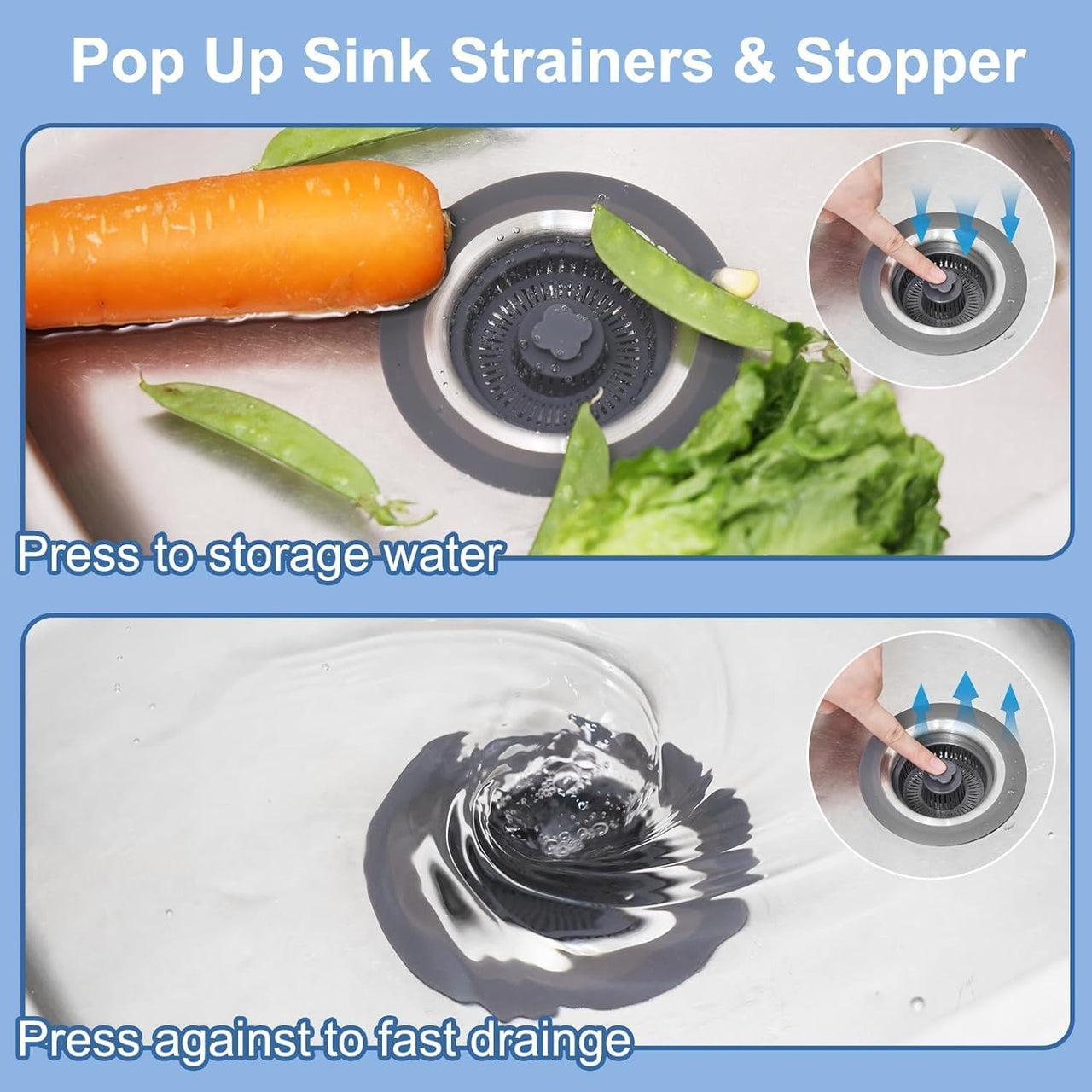 🍴 3-in-1 Kitchen Sink Drain Strainer