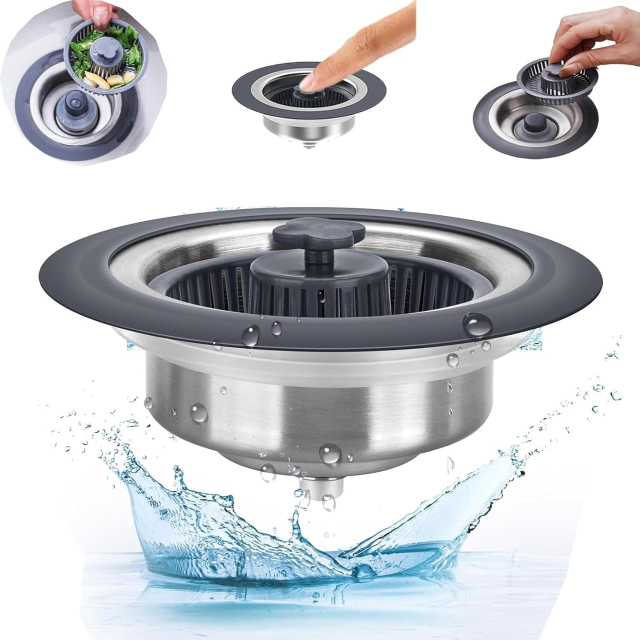 🍴 3-in-1 Kitchen Sink Drain Strainer