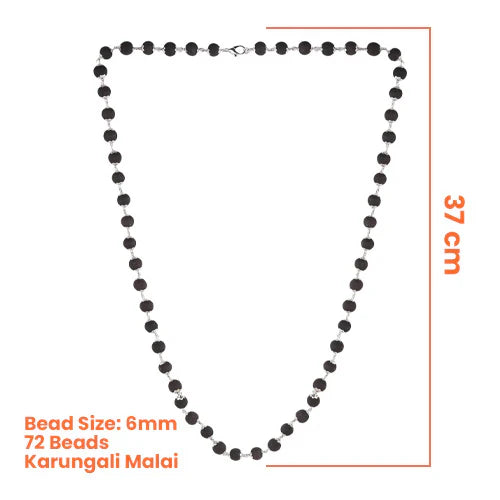 Karungali Mala with Silver Cap – Govt. Certified Ebony Wood Beads