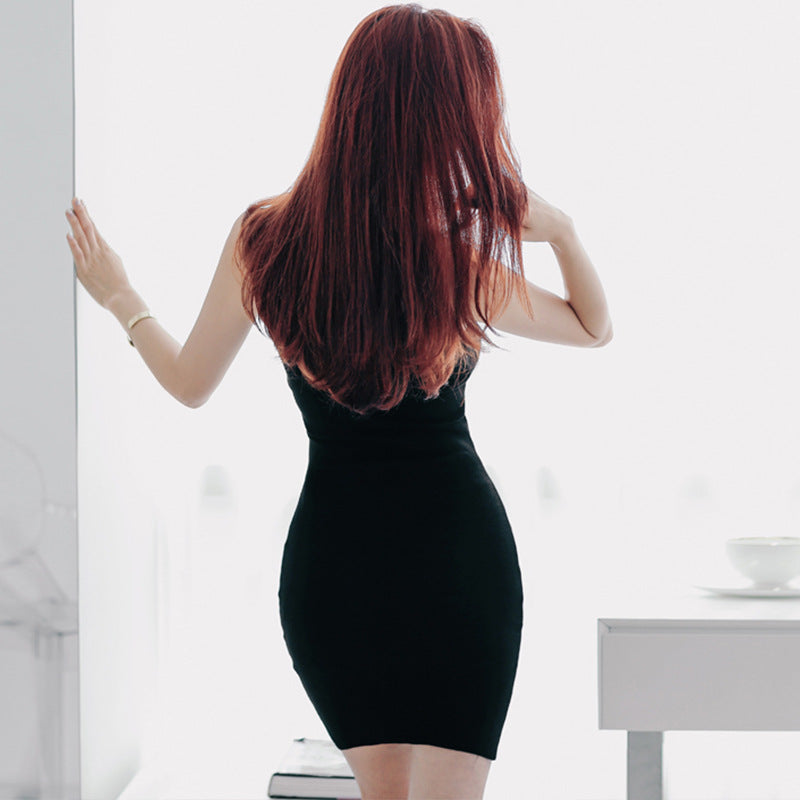 2018女装连衣裙韩版无袖U领拉链纯色性感修身春夏背心紧身裙跨境