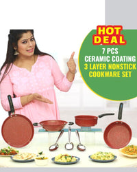 7 Pcs Ceramic Coating Nonstick Cookware Set