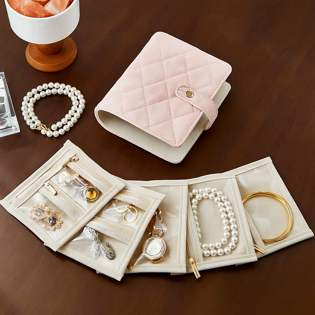 Velvet Zipper Jewelry Storage Book