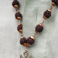 Rudraksha Mala with Trishul Damru Om Pendant – Spiritual Protection & Energy Balance
