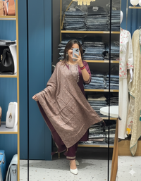 Elegant Wine Silk Kurta Set with Printed Dupatta – Festive & Ethnic Charm