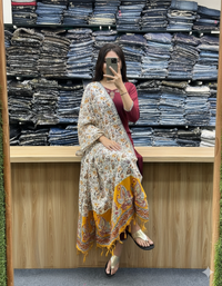 Women’s Maroon Cotton Embroidered Kurta Set with Printed Dupatta – Elegant Ethnic Ensemble