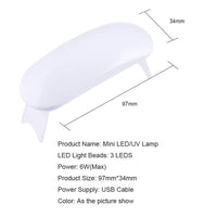 Mini Portable UV-LED Nail Lamp – USB Travel Nail Dryer with Foldable Stand for Gel Polish
