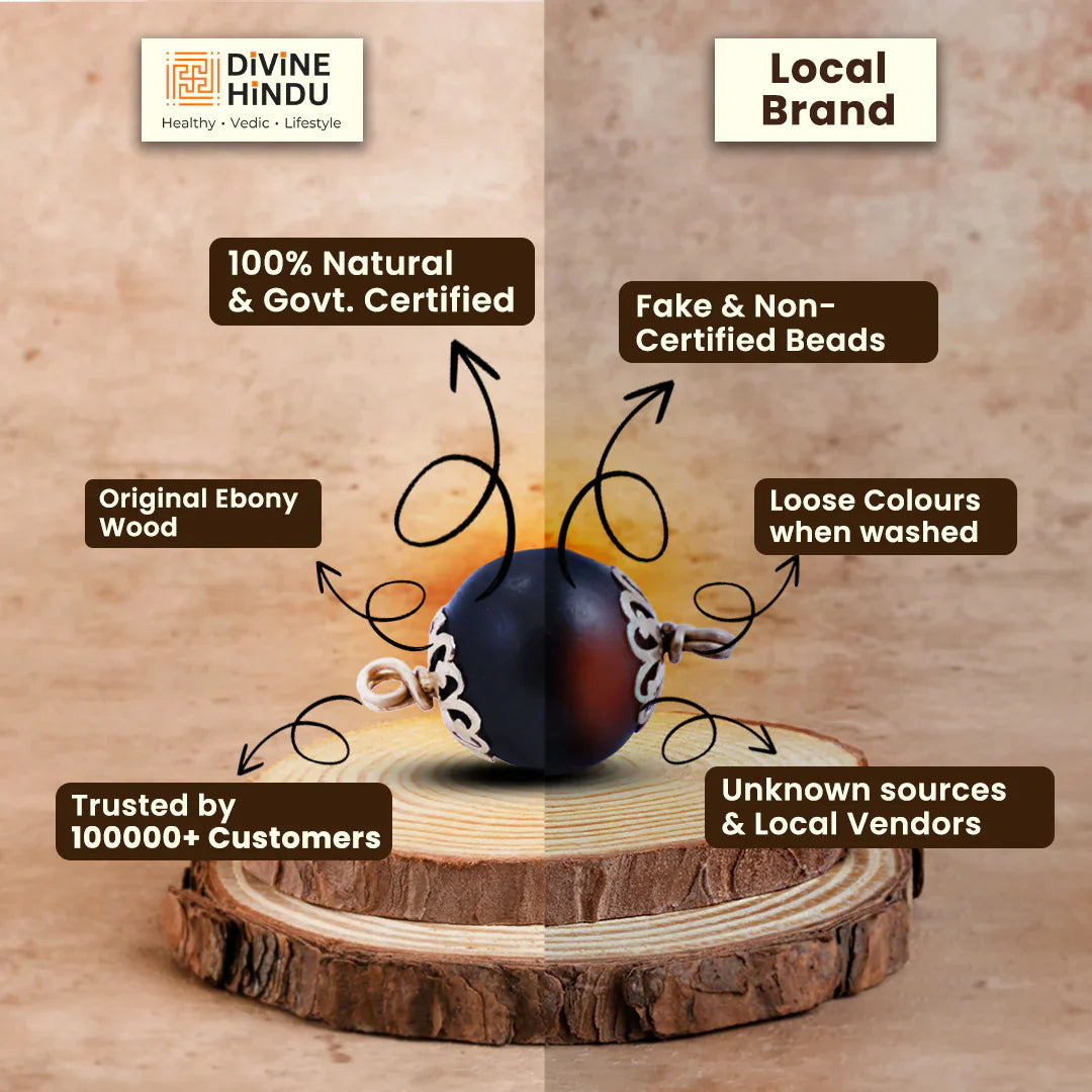 Karungali Mala with Silver Cap – Govt. Certified Ebony Wood Beads