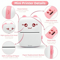 Mini Bluetooth Thermal Label Printer – Portable, Ink-Free, Black on White with Paper & Stickers (Android & iOS)