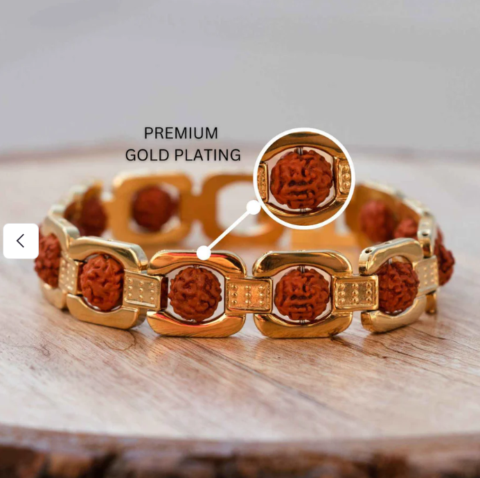 5 Mukhi Rudraksha Bracelet with Premium Gold Plating – Lab Certified & Energized