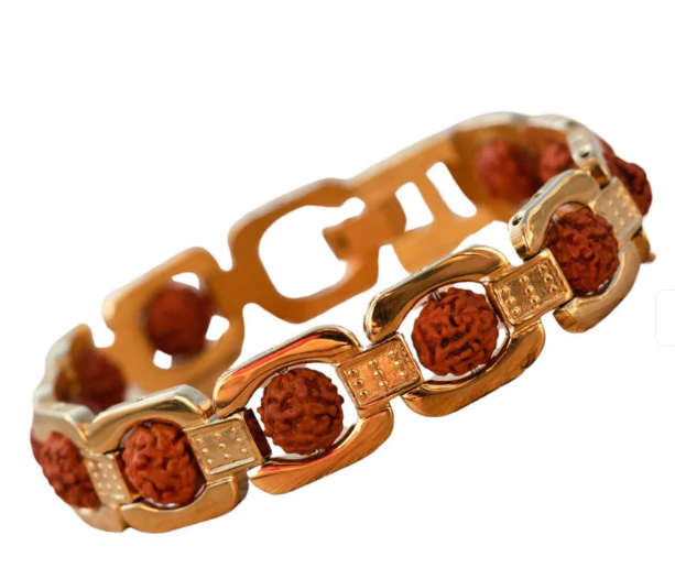 5 Mukhi Rudraksha Bracelet with Premium Gold Plating – Lab Certified & Energized