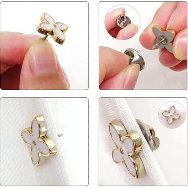 Stylish Enamel Modesty Pins & Brooches (pack of 10)| No-Sew Instant Buttons for Shirts & Blouses