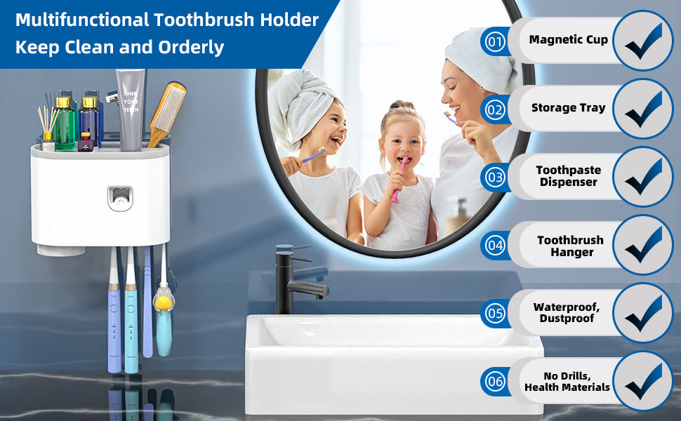 Automatic Toothbrush & Toothpaste Dispenser – Wall-Mounted Space-Saving Bathroom Organizer