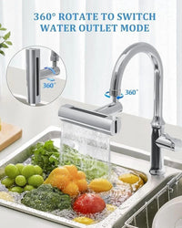 🚰 3-in-1 Waterfall Kitchen Faucet – Waterfall & 360° Rotation