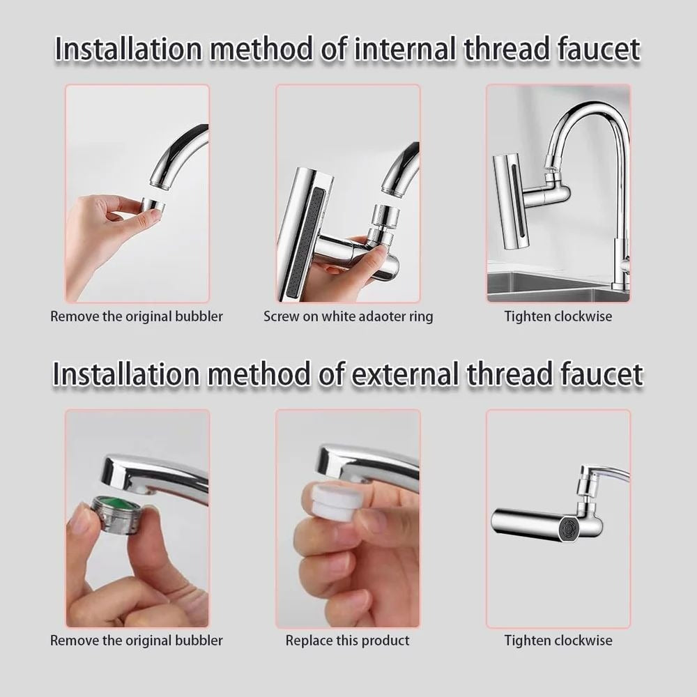 🚰 3-in-1 Waterfall Kitchen Faucet – Waterfall & 360° Rotation