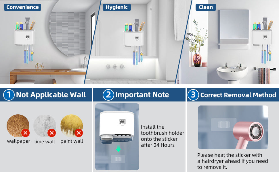 Automatic Toothbrush & Toothpaste Dispenser – Wall-Mounted Space-Saving Bathroom Organizer