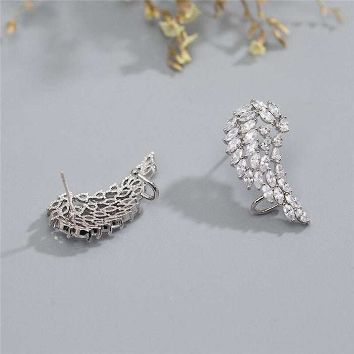 Wing Shape Anti Tarnish AD Studded Earrings