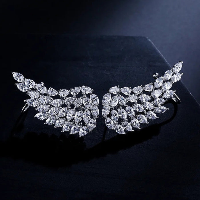 Wing Shape Anti Tarnish AD Studded Earrings