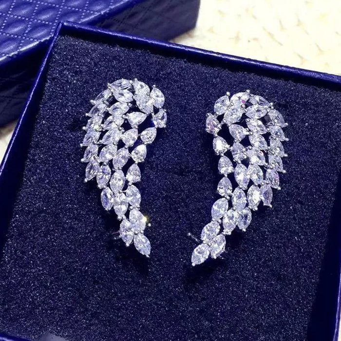 Wing Shape Anti Tarnish AD Studded Earrings