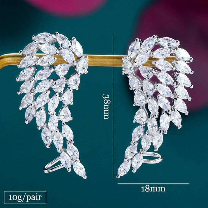Wing Shape Anti Tarnish AD Studded Earrings