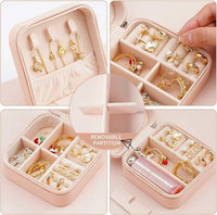 Portable Mini Travel Jewelry Case with Removable Dividers