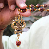 Rudraksha Mala with Trishul Damru Om Pendant – Spiritual Protection & Energy Balance